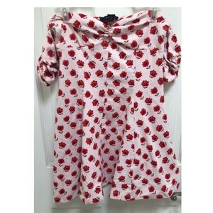 Forever 21 Off the Shoulder Dress w/ Red Flowers